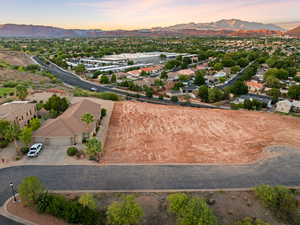 Aerial perspective of suburban area featuring mountains