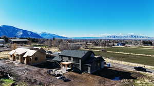 View of mountain background with rural landscape