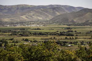 View of mountain background with rural landscape