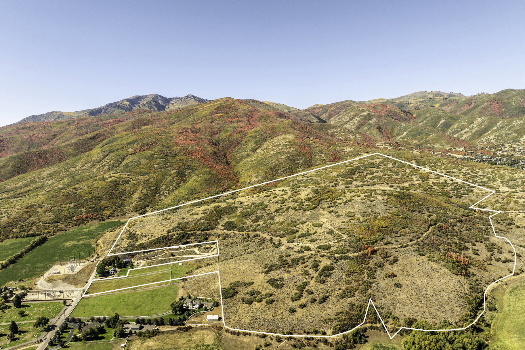 Mountain view with rural landscape