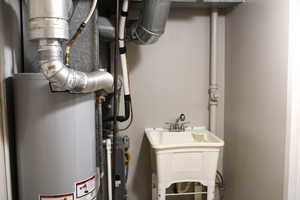 Utilities with a sink and water heater