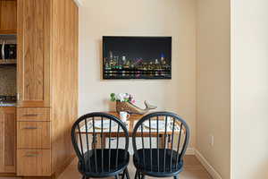 Dining area featuring light wood-style flooring