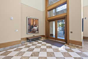 Property entrance with french doors