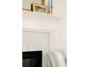 Detailed view of a tile fireplace