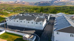 Aerial view of a mountainous background