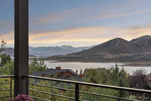 View of mountain background featuring a nearby body of water