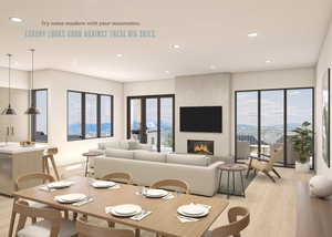 Living area with light wood-style floors, recessed lighting, a large fireplace, and healthy amount of natural light