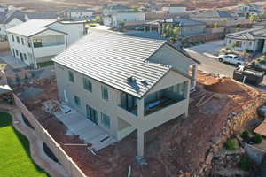 Aerial perspective of suburban area