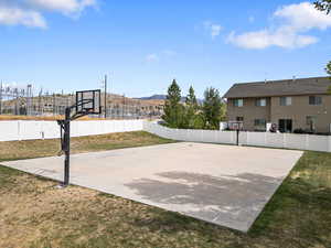 View of basketball court featuring community basketball court and a mountain view