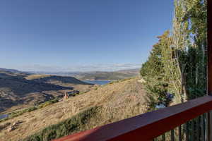 View of mountain background featuring a nearby body of water