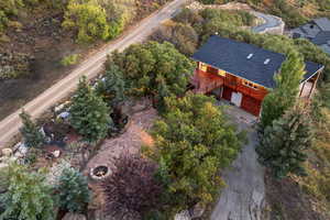 Bird's eye view of a tree filled landscape