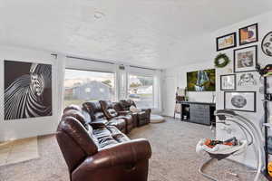 Living room with huge windows and lots of natural light