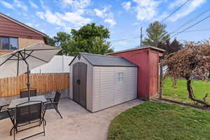 Lifetime shed to be excluded, the red shed to stay with the home. Grade vine shown
