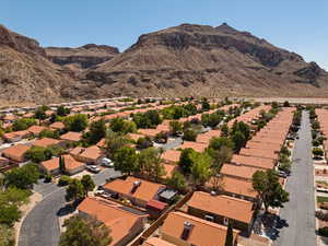 View of mountain background with nearby suburban area