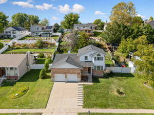 Aerial perspective of suburban area