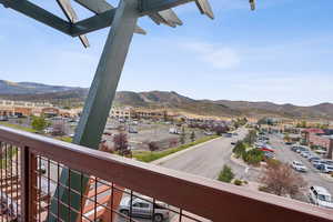 Balcony with a mountain view