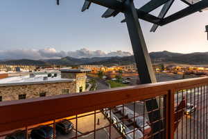 Balcony with a mountain view