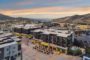 Aerial view at dusk of a mountain view