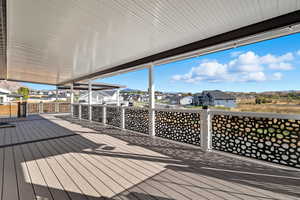 Wooden terrace with a residential view