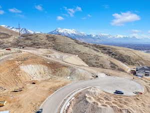 Bird's eye view of a mountain backdrop