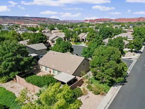 Aerial perspective of suburban area