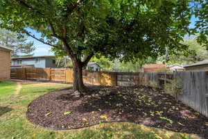 View of fenced backyard