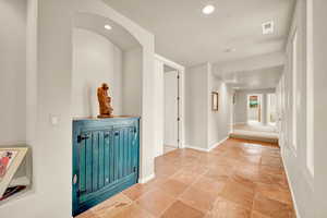 Hall with recessed lighting