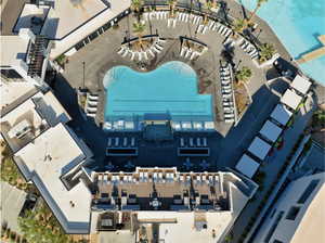 Aerial view of a pool