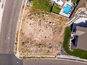 Aerial view of a pool