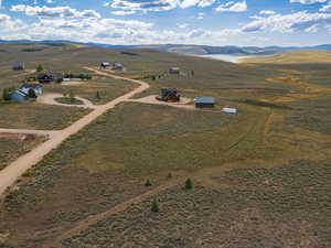 Overview of rural landscape with mountains