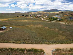 Aerial view of a mountainous background