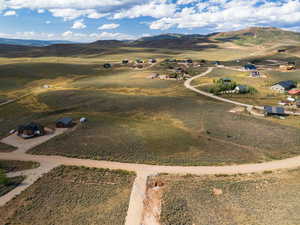 Aerial view of a mountain backdrop