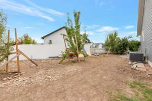 View of fenced backyard