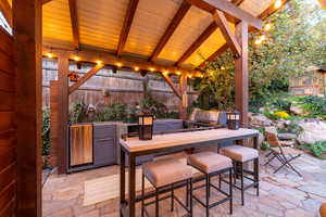 Covered Patio with Kitchenette; Includes Ice Maker, Sink & Green Egg Cooker