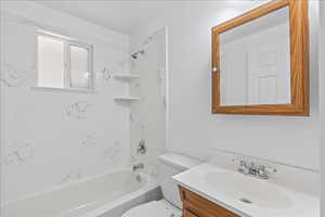 Full bathroom with shower / bathtub combination and vanity