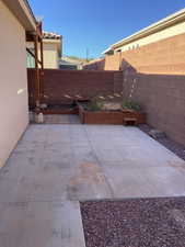 Fenced back patio area