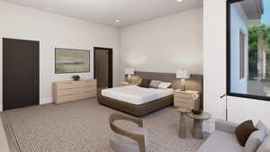 Bedroom featuring recessed lighting and baseboards