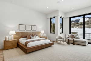 Bedroom with recessed lighting and baseboards