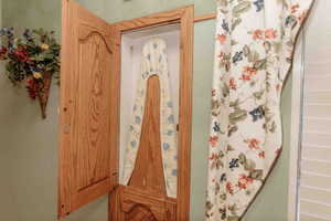 Detailed view of built in ironing board