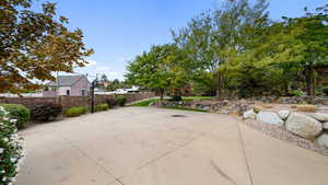 View of patio with basketball court