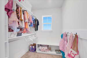 Spacious closet with carpet flooring