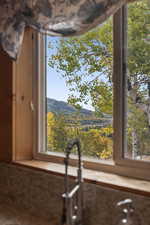 Kitchen view of a mountain backdrop