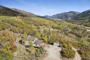 View from above of property featuring mountains