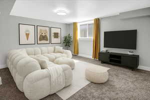 Virtually staged as a second living area.