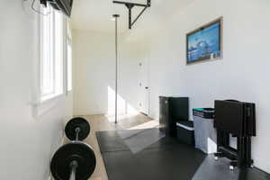 Workout area with baseboards