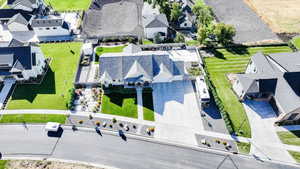 Aerial perspective of suburban area
