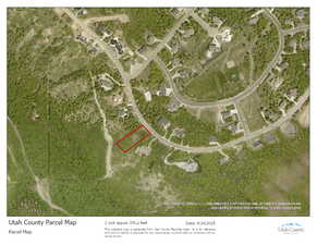 Aerial view of property's location with property parcel outlined