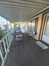 View of patio / terrace with an outdoor structure