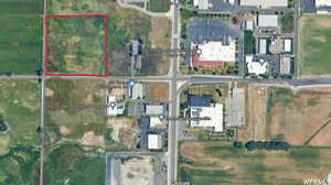 Aerial view of property's location with property parcel outlined