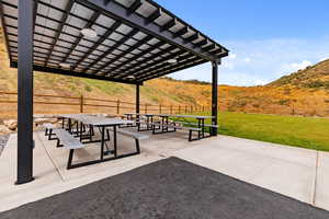 Patio area at the Hidden Canyon Trailhead in the neighborhood